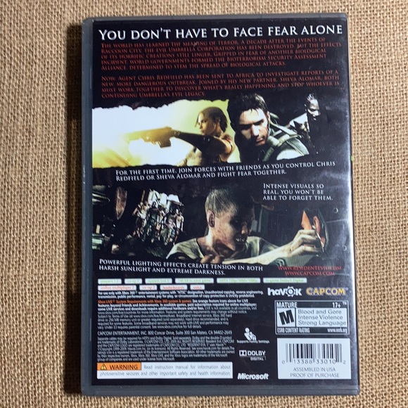 Resident Evil 5 Microsoft Xbox 360, 2009 w/Manual - Picture 2 of 7